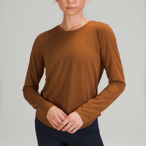 lululemon athletica Tops - Lululemon High Neck Running and Training Long Sleeve Shirt, Size 0, Copper Brown